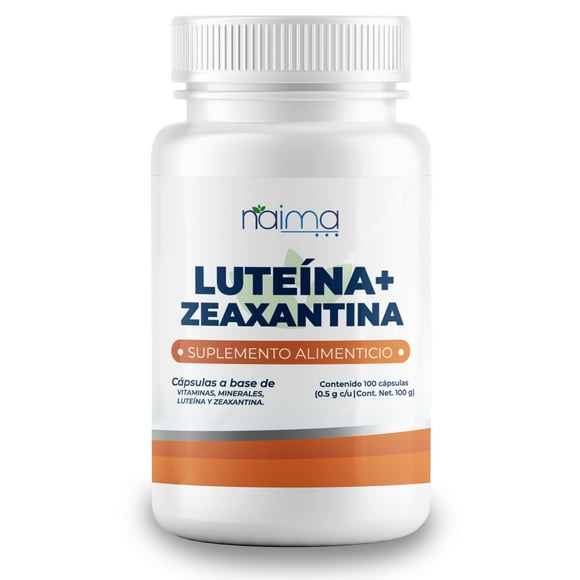 NAIMA, Luteína y Zeaxantina, 100 Cápsulas | Suplemento Alimenticio 100% Puro | Ingredientes Naturales, Sin Aditivos | Alta Absorción |Bienestar Ocular