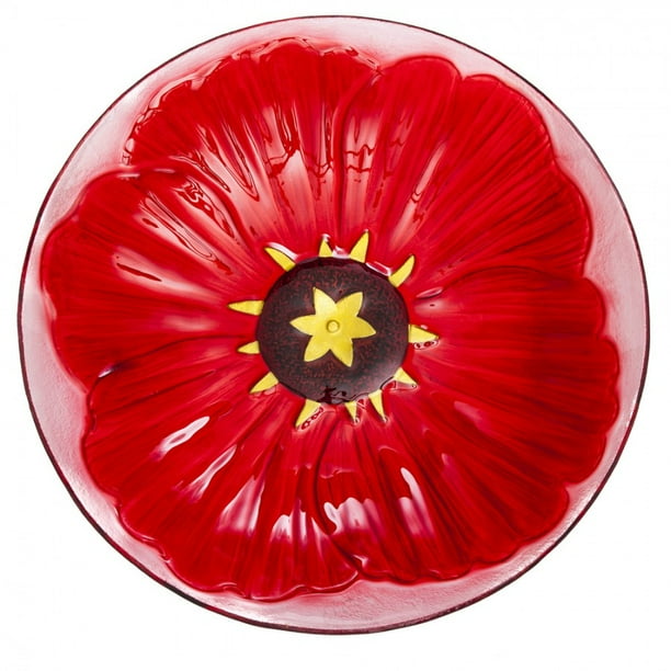 Evergreen Flower Glass Bird Bath Bowl 18"L x 18"W x 3.5"H Walmart