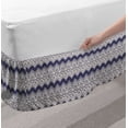 thumbnail image 2 of Vintage Tribal Bed Skirt, Monochromatic Pattern of Zigzags Dots and Rhombuses in Aztec Style, Elastic Bedskirt Dust Ruffle Wrap Around for Bedding Decor, 4 Sizes, Indigo and Ivory, by Ambesonne, 2 of 2