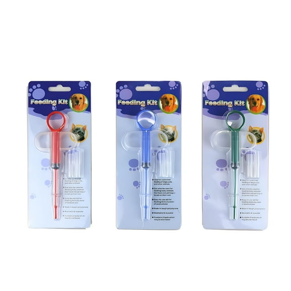 ACDANC 3 Pieces Pet Pill Plunger Popper for Small Cats Dogs Pill Gun Dispenser Shooter Pet Piller Soft Tip Tablet Syringe Pusher Animal Medicine Feeder for Feeding Accessories (Blue)