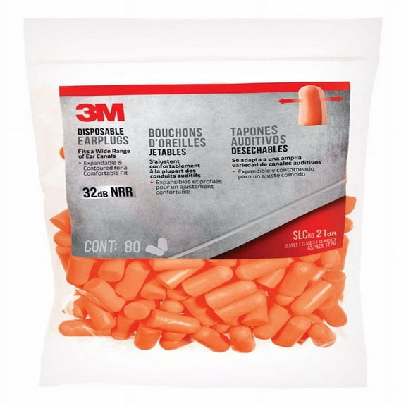 3M 32 Db Disposable Soft Foam Ear Plugs Orange 80 Pair