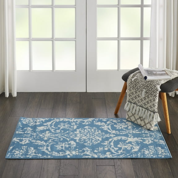 Nourison Bliss Vintage Farmhouse Blue 2' x 4' Area Rug, (2' x 4')