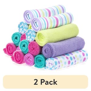 Spasilk Washcloth Wipes 2-Pack x 10-Count, Aqua