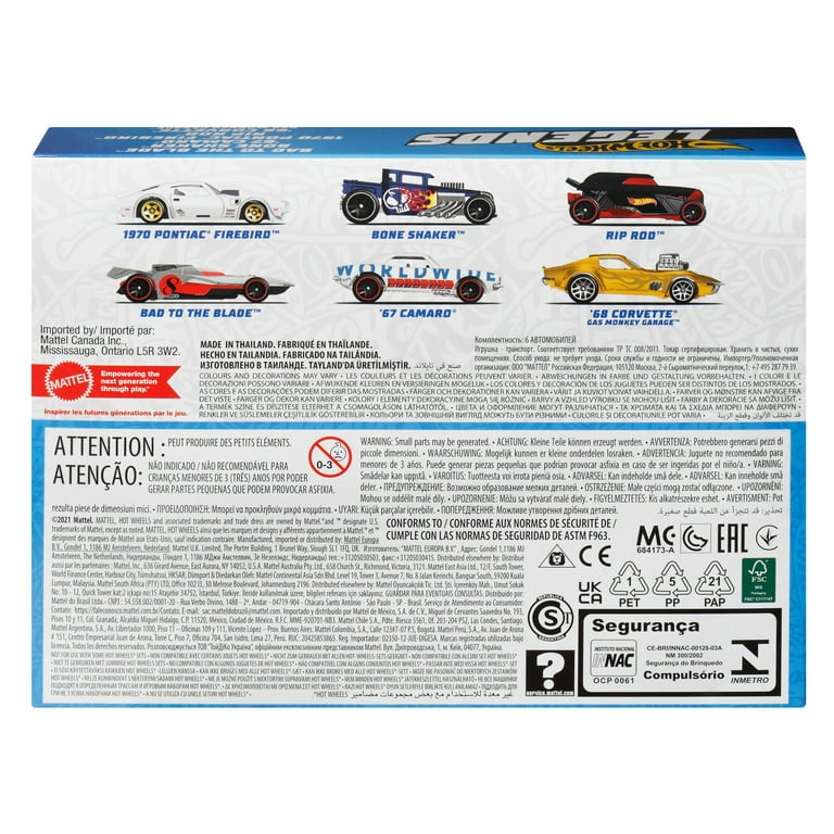 Hot Wheels 1:64 Scale Die-Cast Toy Cars & Trucks, Set of 6 HW