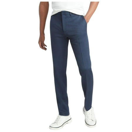 Kenneth Cole Mens Slim fit Dress Pants 34 / 30 Blue Solid Stretch