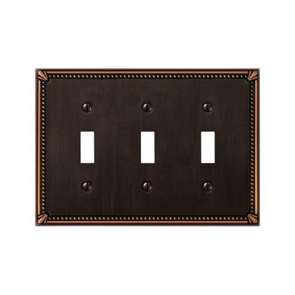 74TTTDB Imperial Bead 3 Toggle Wall Plate Aged Bronze