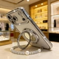 thumbnail image 4 of Sparkling Diamond Women's Phone Case with Mirror & Stand for iPhone 15/16/17 Pro Max,Luxury Glitter Rhinestone Protective Case with Magnetic Stand Lanyard (for iPhone 17Promax), 4 of 6