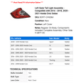 thumbnail image 2 of Left Outer Tail Light Assembly - Compatible with 2016 - 2018, 2020 - 2021 Honda Civic Sedan 2017, 2 of 2