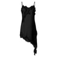 thumbnail image 4 of GEWSEY Lace Camisole Women Satin Tank Long Top Sleeveless Spaghetti Strap Silk Cami Shirt Asymmetrical Slip Dress Fashion (Black, S), 4 of 5