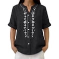 thumbnail image 4 of Aoiroe Womens 3/4 Sleeve Tops,Business Work Tee Top Tunic Bohemian Tops Womens Fall Tops Casual Solid Summer Tees 2026 Trendy Tunic Top Casual Short Sleeve Tops Black 2XL, 4 of 9