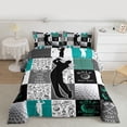 thumbnail image 2 of jejeloiu Golf Ball Game Twin Comforter Sets,Patchwork Geometric Plaid Bedding Set For Men Women Reversible 2pcs, 2 of 8