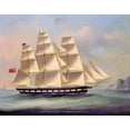 thumbnail image 2 of Anonymous, Chinese 1866 18x15 Black Ornate Wood Framed with Double Matting Museum Art Print Titled - Barque Troas entering Hong Kong, 2 of 4