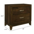 thumbnail image 5 of Nibo 28 Inch Nightstand- 2 Drawers- Satin Brass Handles- Brown Solid Wood, 5 of 6