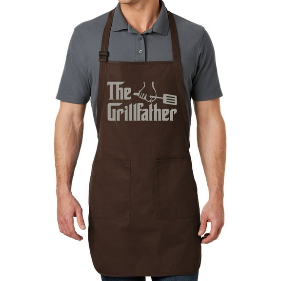 Men's The Grillfather Full-Length Apron with Pockets - Coffee Bean Brown