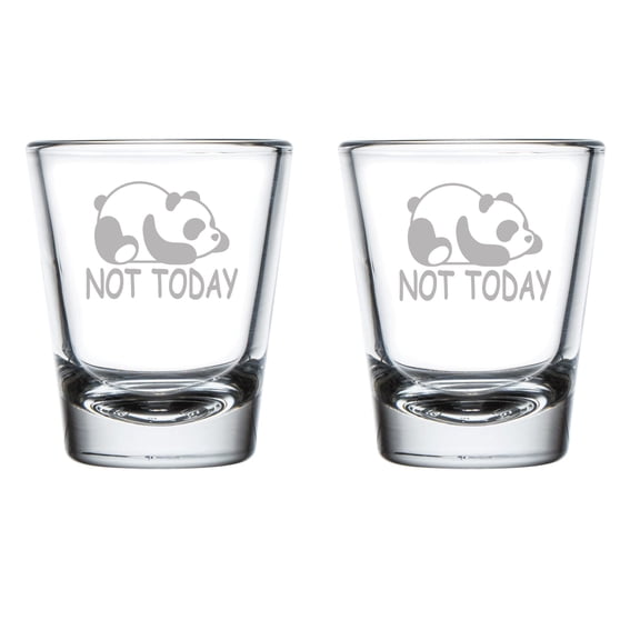 Set of 2 Shot Glasses 1.75oz Shot Glass Panda Not Today Funny