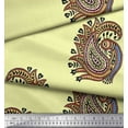 thumbnail image 3 of Soimoi Polyester Crepe Fabric Peacock Block Printed Fabric 1 Yard 52 Inch Wide, 3 of 3