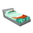 thumbnail image 2 of Ambesonne Ocean Fitted Sheet & Pillow Sham Set, Navy Sealife with Waves, Twinxl, Sky Blue Orange, 2 of 2