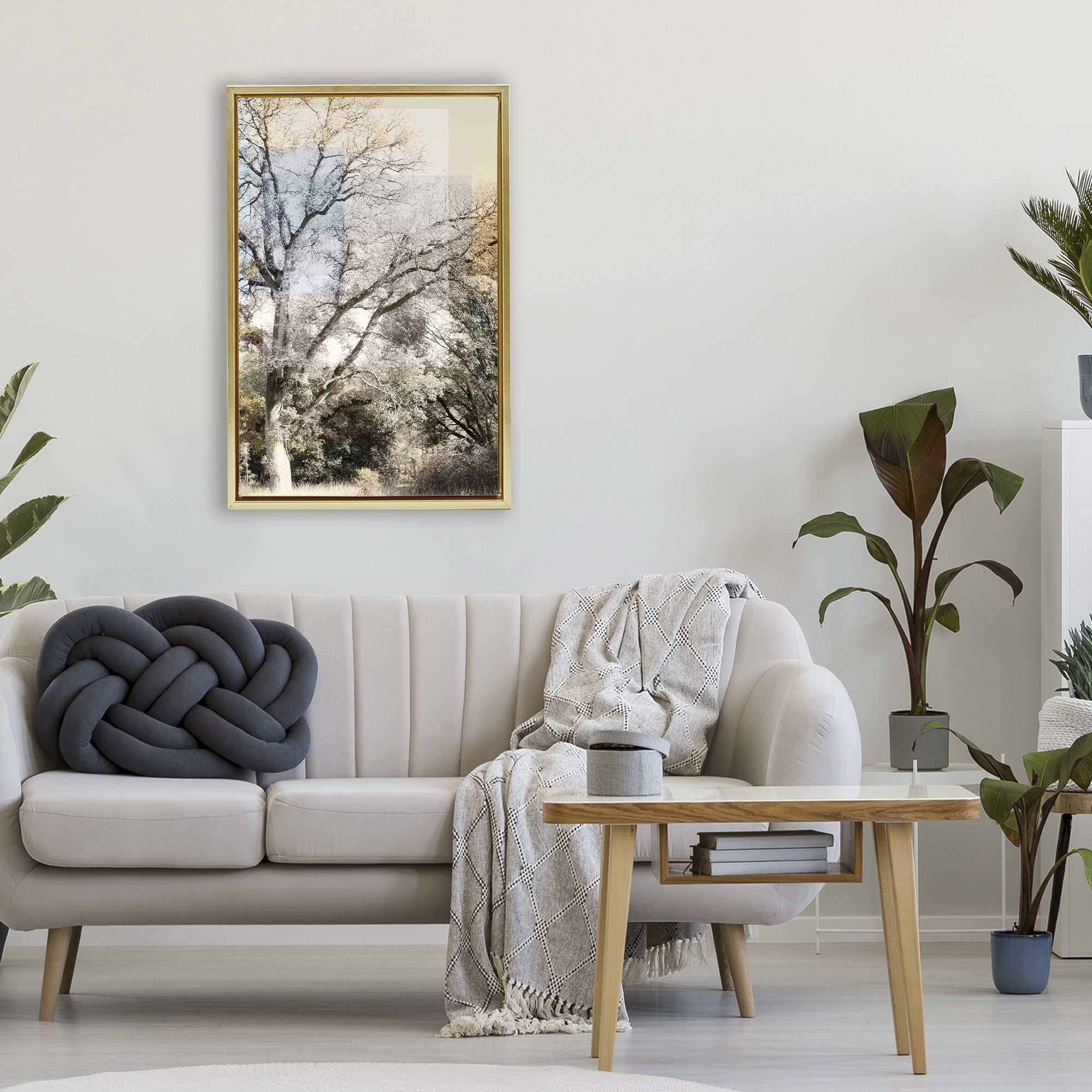 Stupell Industries Tree Collage Layers Gold Framed Floater Canvas Wall Art, design by Gemma Bardot