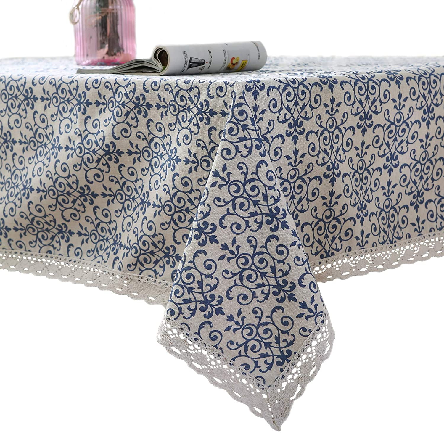 Famibay Vintage Square Tablecloth,Everyday Kitchen Table Cloth