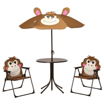 Beyamis Kids Table and Chair Set, Outdoor Folding Garden Furniture Picnic Table with Removable Height-Adjustable Sun Umbrella Ideal for Outdoor Activity Time