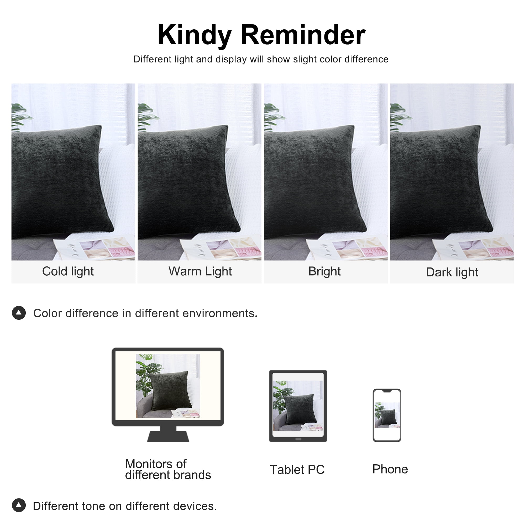 Unique Bargains Soft Water Repellent Throw Pillow Covers Black 18"x18"