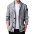 thumbnail image 1 of Chemises à Manches Longues Homme Décontractées Unies à Simple Boutonnage Cardigan à Manches Longues Col Rabattu Chandail Veste Manteau, 1 of 5