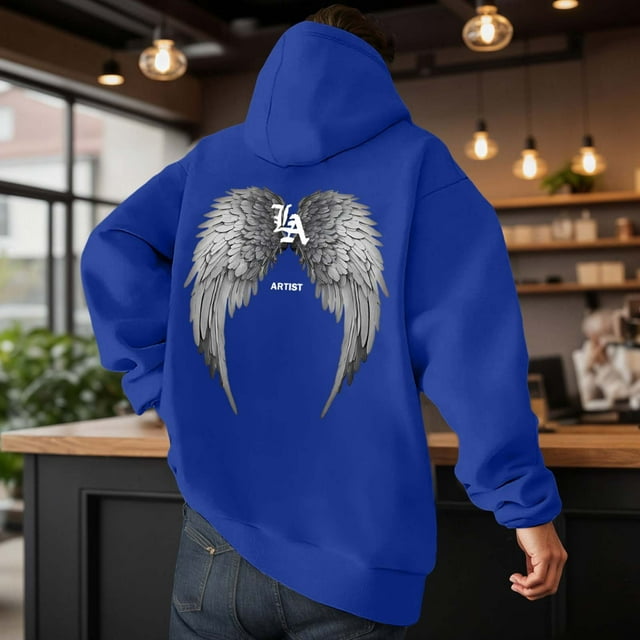 WILLBEST Sudadera con Capucha Informal con Estampado De Ángel De Invierno, Sudadera con Forro Suave y Bolsillo Frontal para Exteriores, Ropa De Calle Cómoda XGrande
