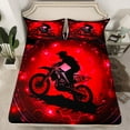 thumbnail image 2 of Feelyou Dirt Bike Sport Twin Sheet Sets for Kids, Neon Red Abstract Twin Fitted Sheet, Modern Motorcycle Lover Flat Sheet, Super Cozy Room Decor, 3pcs, 2 of 7