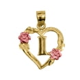 thumbnail image 1 of Precious Stars 14k Two-tone Gold Flower and Heart-shaped Initial 'L' Pendant, 1 of 4
