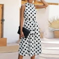 thumbnail image 2 of HONHUZH Women Summer Dresses 2022, Polka Dot Casual Drees Knee-Length Sleeveless Dress Belted, 2 of 4