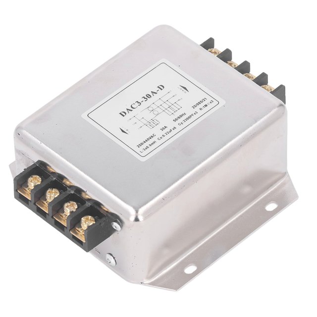 Filtre Filaire 3 Phases, Effet de Filtration Multifonctionnel AC250V 440V 30A Moins d'Interférences Filtre de Suppression de Bruit pour Robots d'Automatisation