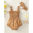 thumbnail image 2 of Bagilaanoe Infant Baby Girl Summer Clothes Set 3 6 12 18 Months Sleeveless Flower Print Romper + Bow Headband, 2 of 8