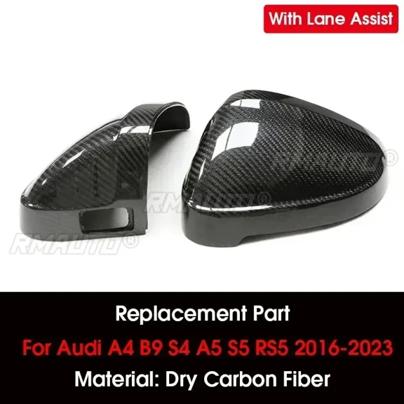 Real Dry Carbon Fiber Car Side Mirror Cover Replacement RearView Mirror Cover OEM Style Side Cap For Audi A4 B9 S4 A5 S5 2017-IN