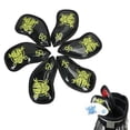 thumbnail image 2 of 6 piezas portátiles PU Golf Irons Head Cover Skull Design Número de identificación Mujeres Hombres Protección antideslizante con protección de manga d - Verde Sunnimix cubierta de la cabeza de golf, 2 of 8