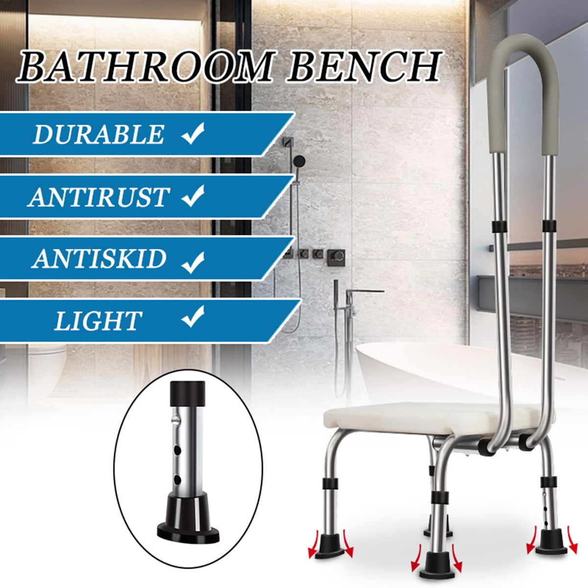 Bath Step With Handle Non Slip Surface Sturdy Aid Bathroom 500LBS NEW Shower NEW 