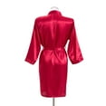 thumbnail image 5 of TEAJOPSUU Women's Satin Kimono Robe Feather Trim Silk Robes Bridesmaid Robes Bridal Party Sleepwear Gown Wedding Makeup Robes Burgundy, 5 of 8