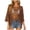 Brown, variant on Womens Crochet Tops Summer Boho 3/4 Sleeve Crewneck Lightweight Out Knit Top Summer Beach Swimsuit Coverup (Blue, XXL)