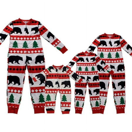 

BESTSPR Christmas Pajamas for Family Christmas Tree And Bear Patterned Family Matching Pajamas Flame Resistant Sizes Baby-Kids-Adult Onesies Unisex