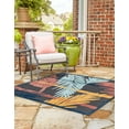 thumbnail image 2 of Unique Loom Belize Outdoor Collection Area Rug - Ambergris (5' 3" Square Charcoal/Light Blue), 2 of 11