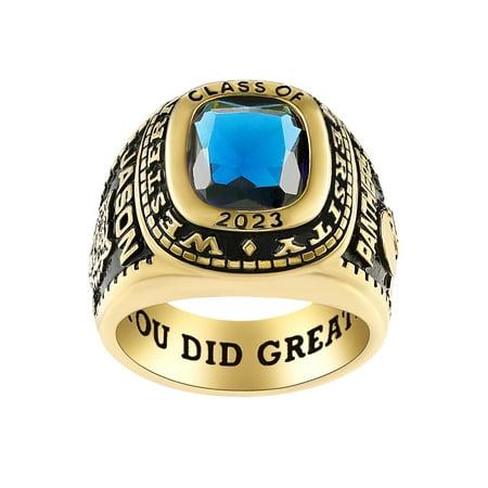 Mementos PJM Customized Men's Class Rings Sterling Silver for High School or College-Classic