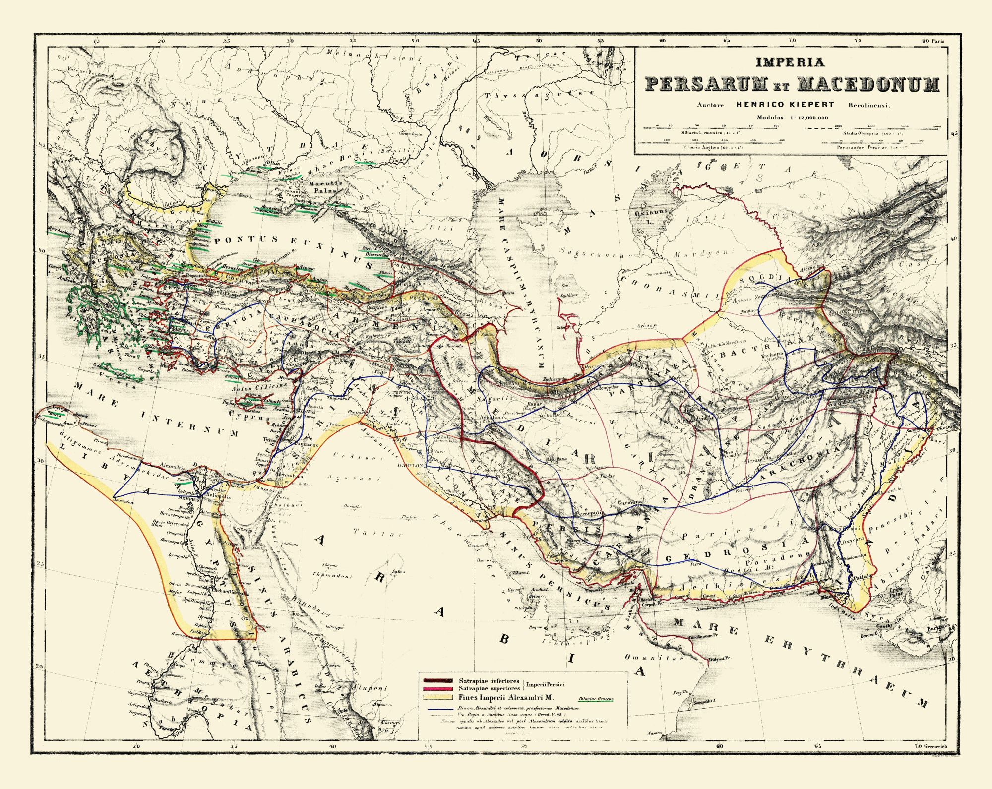 Persian Macedonian Empires Middle East Kiepert 1903 28.92 x 23