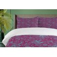 thumbnail image 4 of Ambesonne Floral Duvet Cover Set, Clutter of Botany Elements, 2-Calking, Turquoise Dark Magenta, 4 of 7