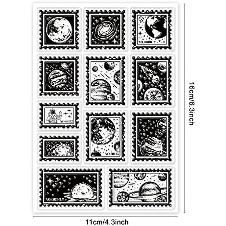 Space Planet Clear Stamps Planet Postage Stamp Transparent Silicone Stamps  for DIY Scrapbooking Supplies Embossing Paper Card Album Decoration Craft 