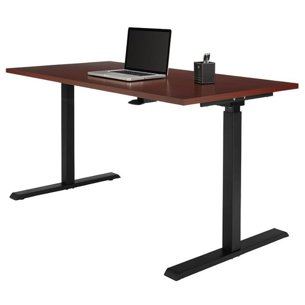 Realspace Magellan Pneumatic Stand Up HeightAdjustable Desk, Classic Cherry