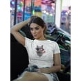 thumbnail image 3 of 4th of July Meowica Americat Patriot Women's Juniors Soft T Shirt, 3 of 5