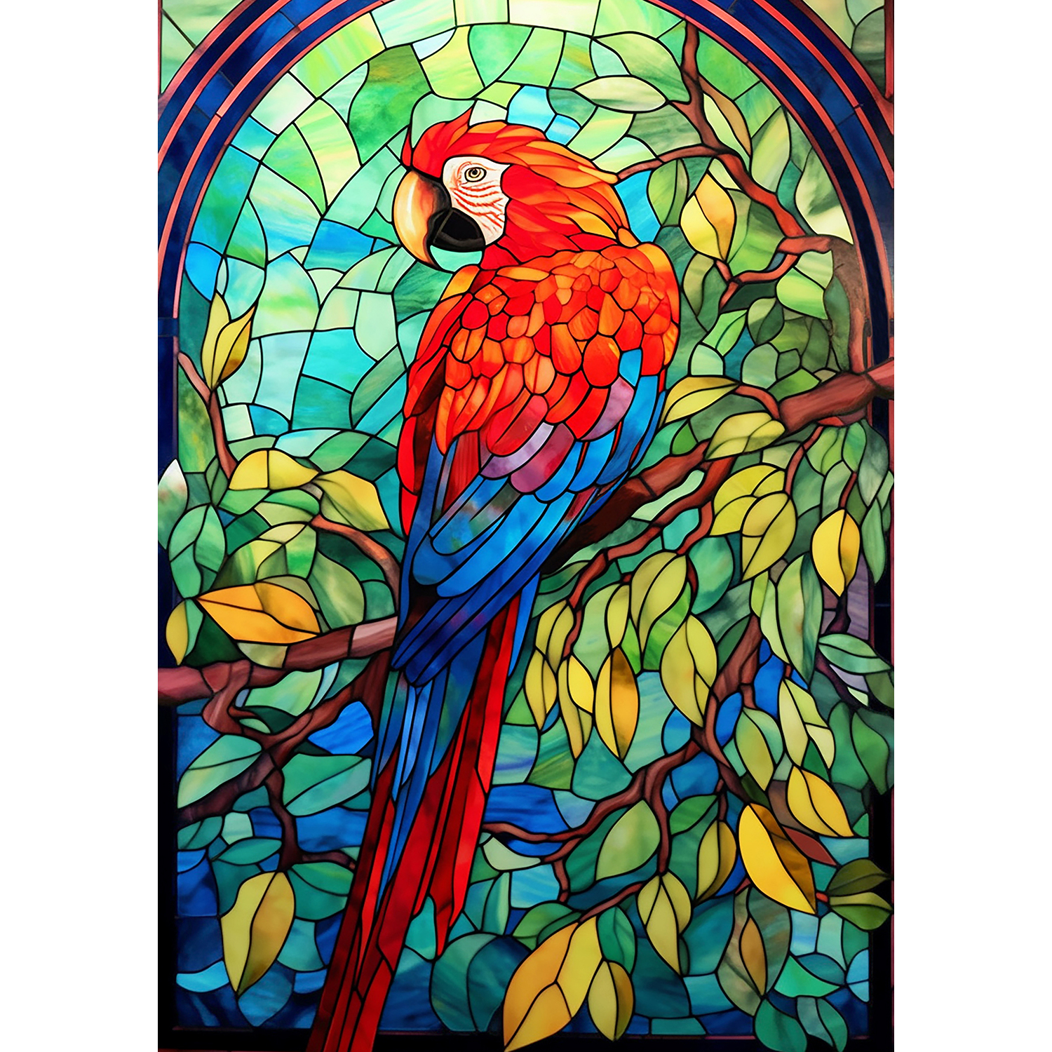 America Forever Colorful Glass Parrot House Flag, 28 x 40 inch Double Sided, Stained Glass Macaw Tropical, Exotic Bird Colorful Outdoor Decorative Flag