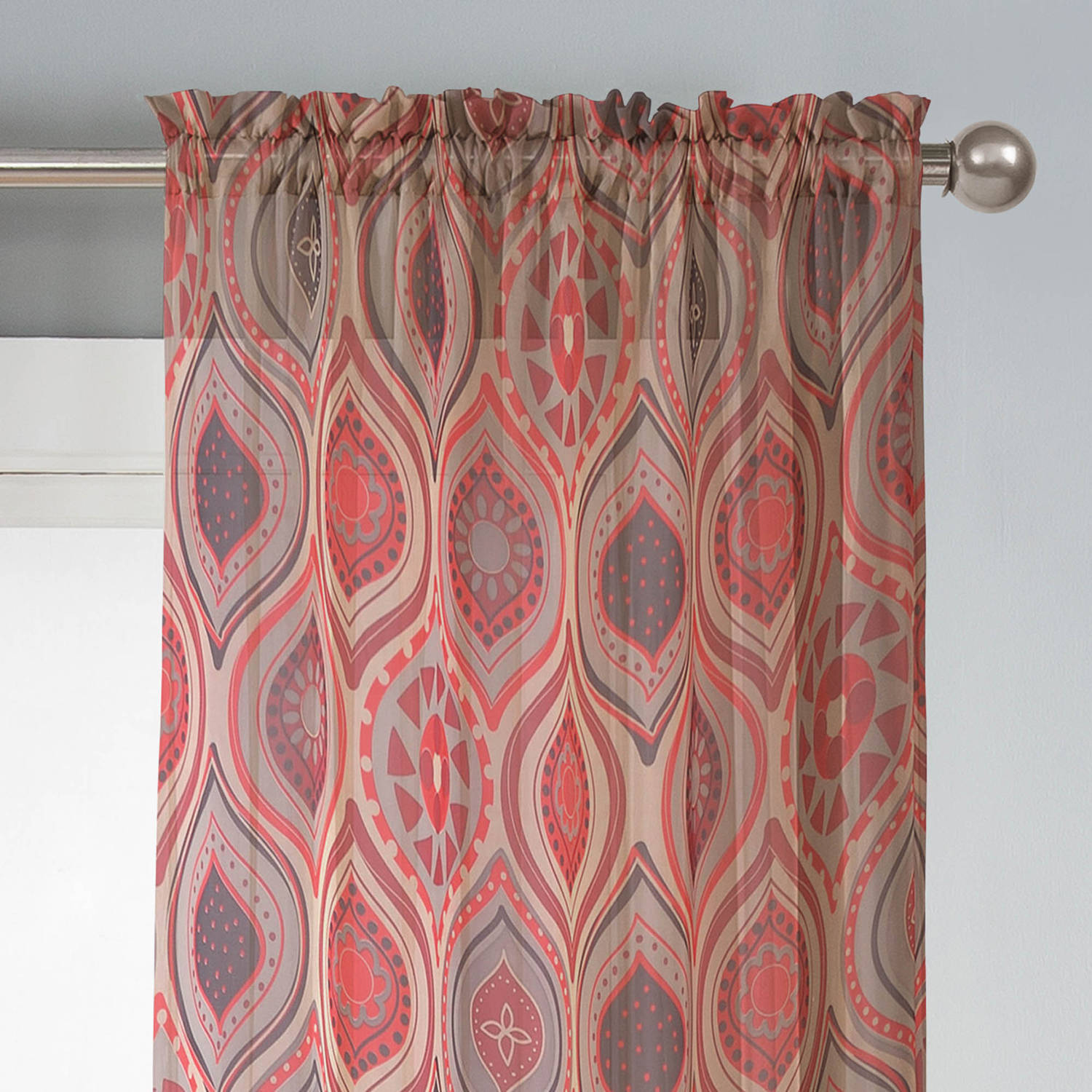 Window Elements Olivia Geometric Sheer Grommet Single Curtain Panel