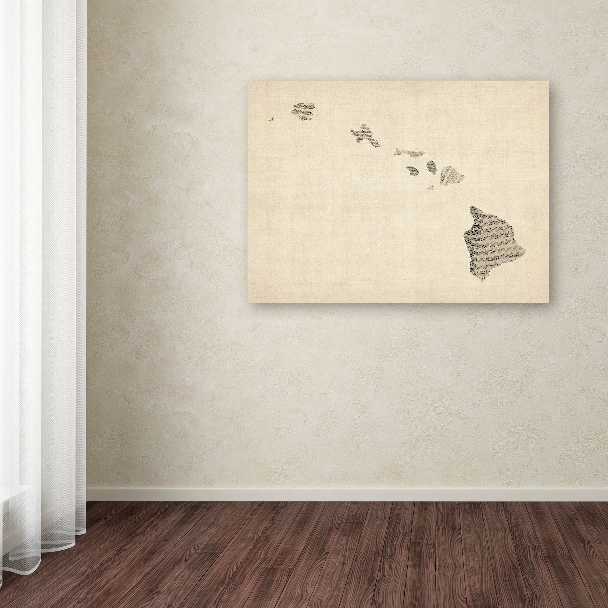 Trademark Fine Art "Old Sheet Music Map of Hawaii" Canvas Art by Michael Tompsett
