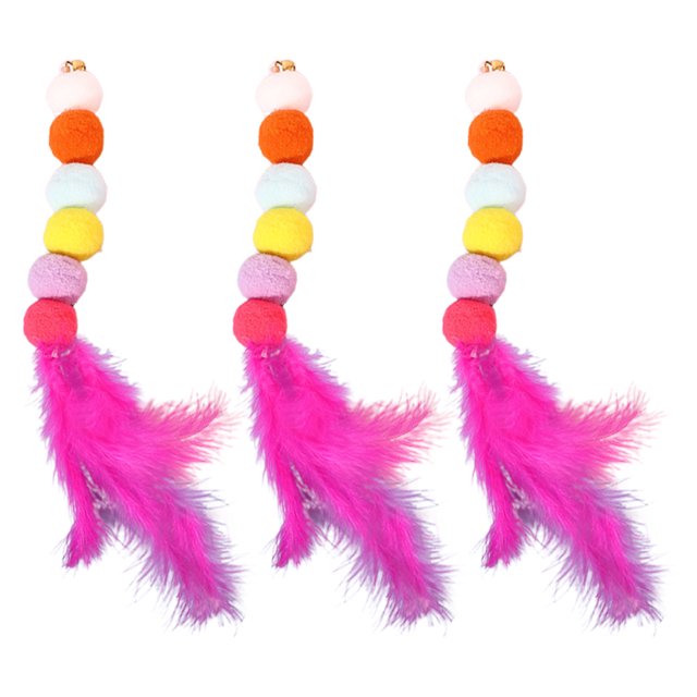 3 uds varita para gato, suplemento de juguete, cabezal de repuesto, juguete interactivo para gato, bola de pelo y pluma