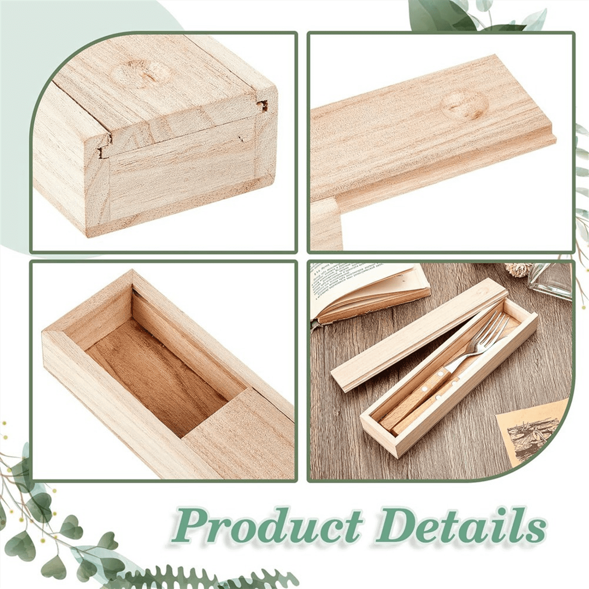 12 Pcs Unfinished Wood Box with Sliding Lid 9 X 2.2 X 1.2 Inch Small Wood Box Case Container Gift Jewelry Box Pencil Box